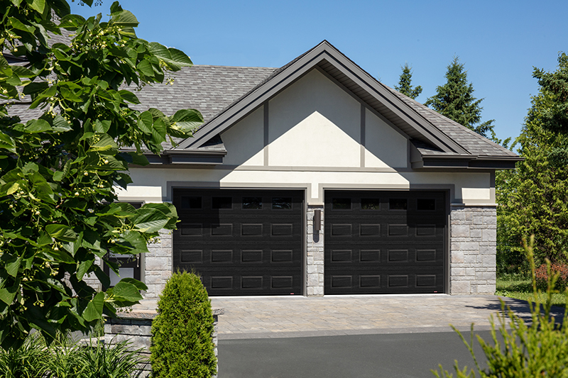 Standard+ Classic CC garage door, 10' x 8', Black with Clear windows